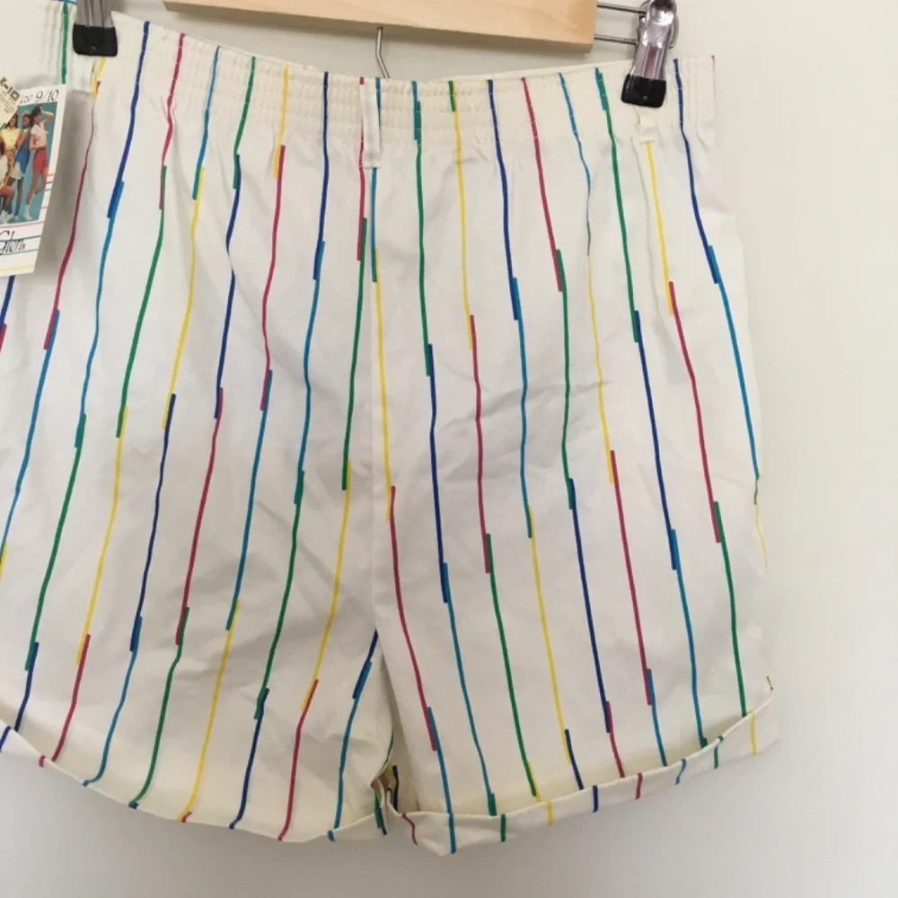 VTG 80s Hunter’s Glen Rainbow Striped Shorts Sz 9/10 High Waisted NOS Japan Made - Picture 9 of 16